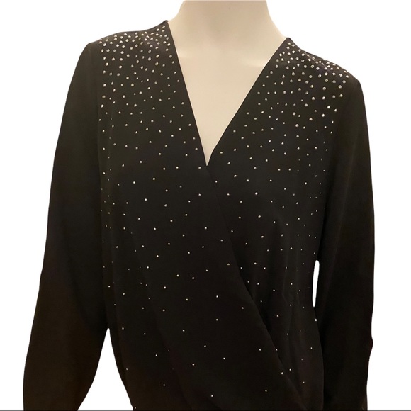 Tahari Tops - NWT Alfani Black V-Neck Embellished Blouse Size Medium